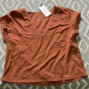 NWT THRIVE SOCIETE LEOPARD INSET TEE XL brown   A440